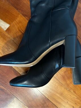 Banana Republic Black Leather Block Heel Tall Boots